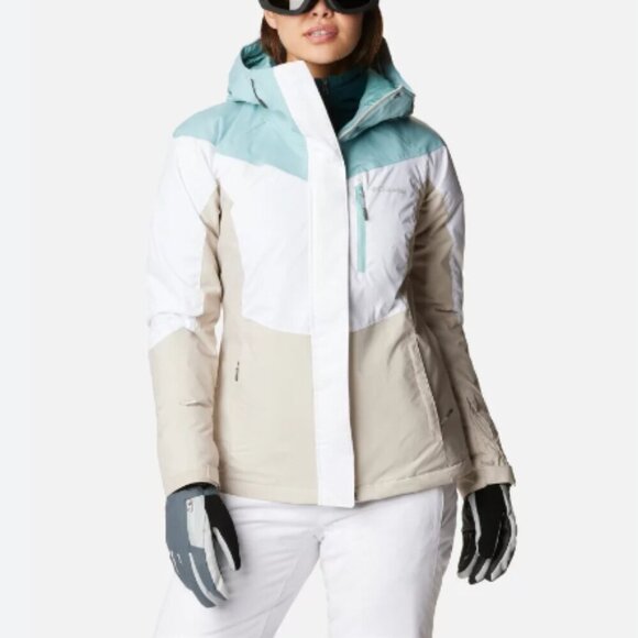 Columbia Rosie Run Insulated Waterproof Jacket White/Aqua/Stone Size 1X NWT - Picture 1 of 9